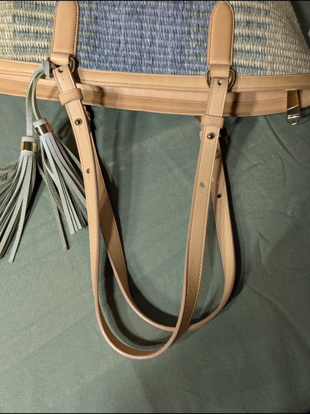 BRAHMIN Woven Tote with Vachetta Leather Trim - Picture 8 of 16